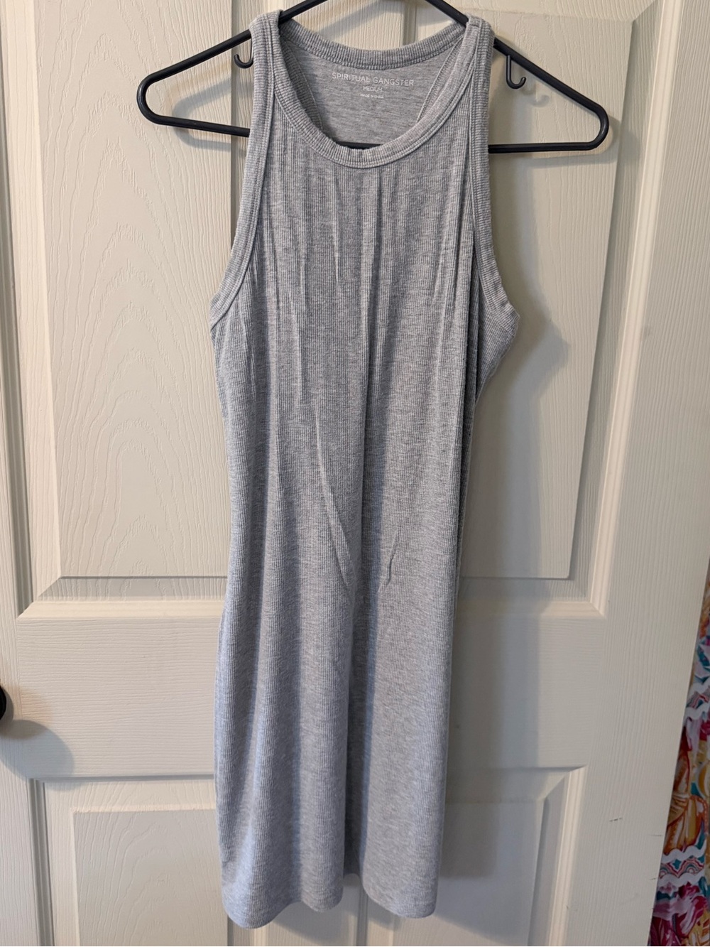 Spiritual Gangster Heather Gray Ribbed Tank Mini Dress